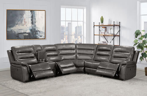 LR8153CC Alpine Charcoal Leather Match Motion Sectional