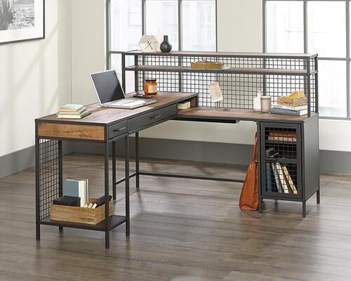 SA420650 Black L-Shaped Desk